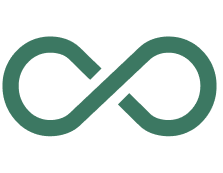 A graphic of an infinity symbol where the lines cross and meet in the middle.