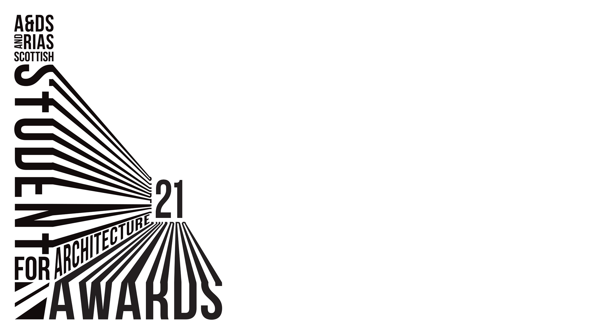 A black and white logo spelling out the words A&DS and RIAS Student awards for architecture 21.