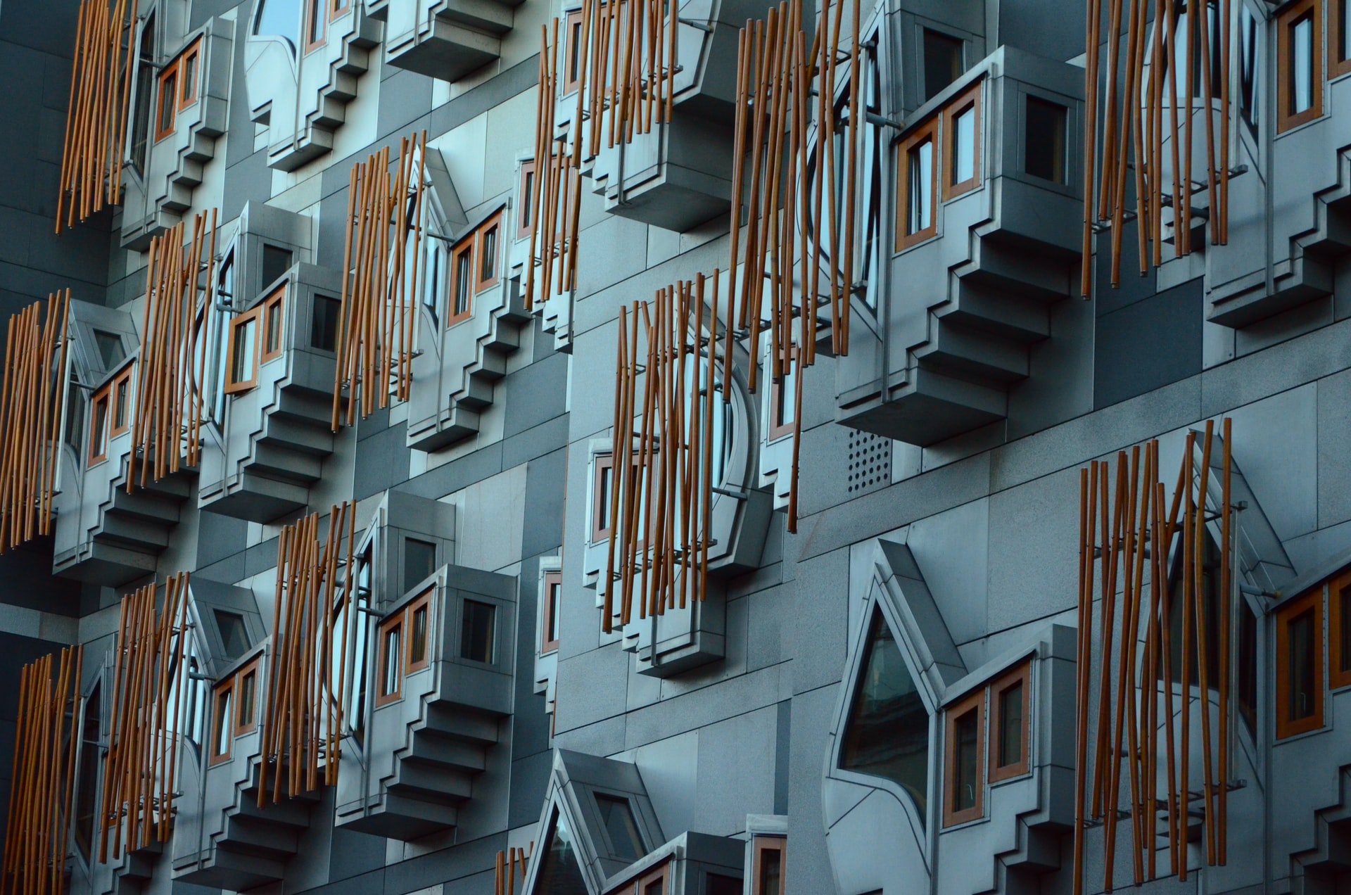 A picture of the facade of the Scottish Parliament in Edinburgh