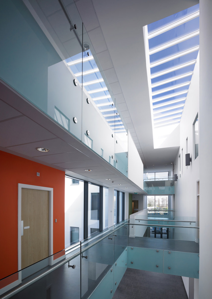 The circulation space at Renfrew Health and Social Care Centre includes roof windows.