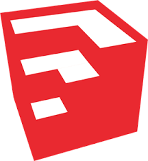 The Sketch-up logo showcases a cube with 3 layered steps built within the cube.