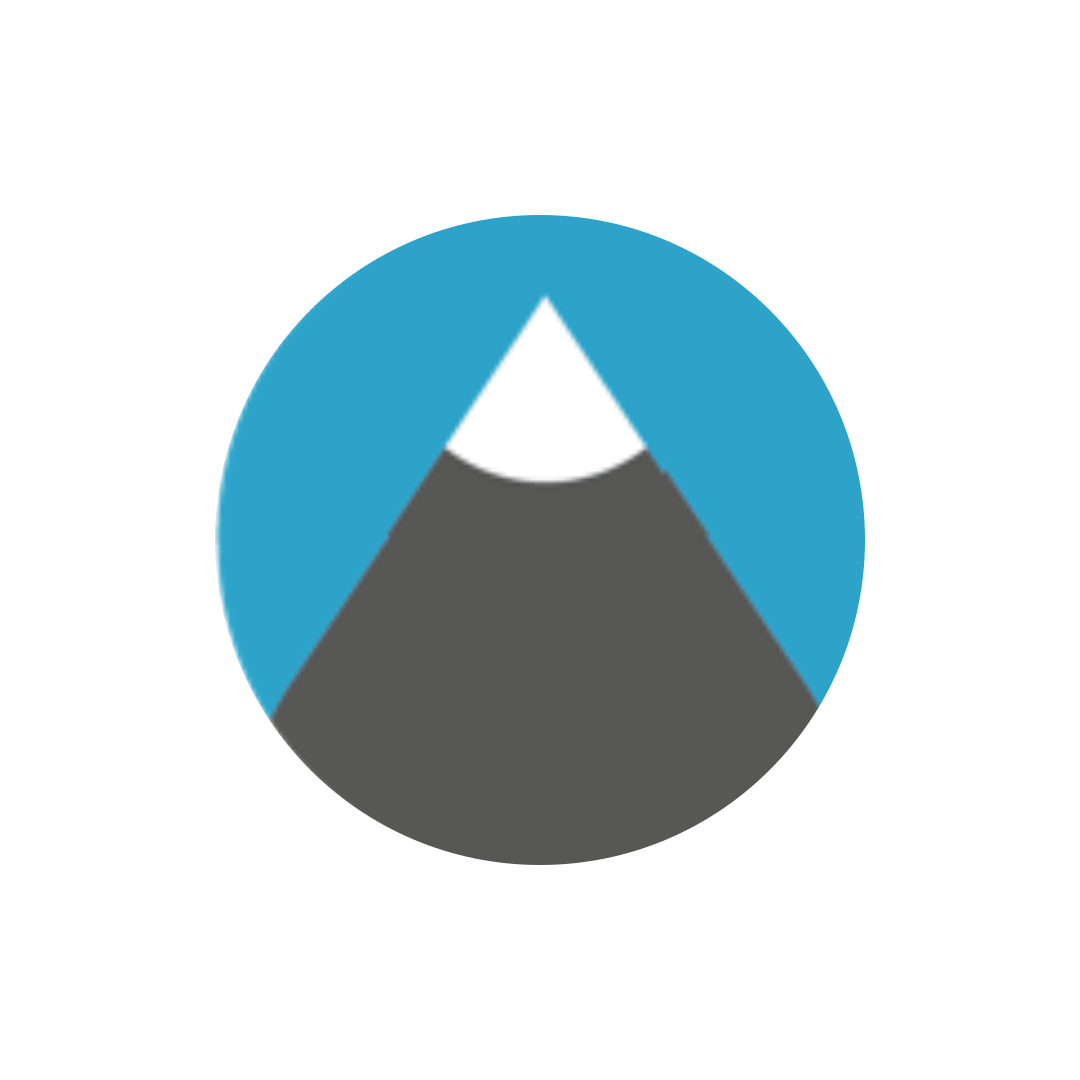 A graphic of a mountain in a blue circle.