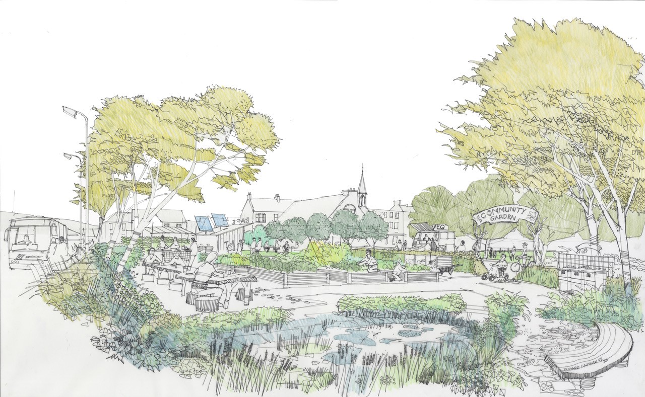 Sketch of a community garden