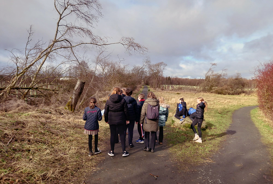 Pupils from three Armadale based schools walking through Blackmoss.