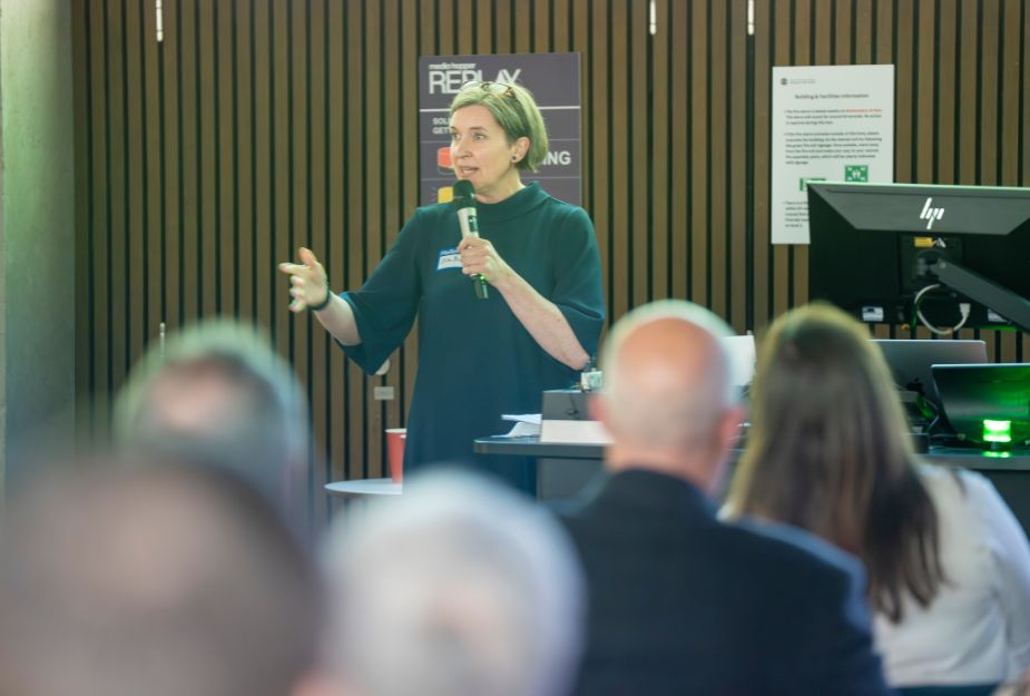 Photo of someone talking at the A&DS Business plan launch in June 2026